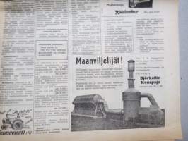 Koneviesti 1958 nr 15, 13.8.1958, Maaseudun sähköistäminen, Salon puimurinäytös, Fiat 411 R, Fiat näyttelyvaunu Pielavedellä, Lypsykoneita, Perunannostokoneita...