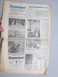 Koneviesti 1958 nr 15, 13.8.1958, Maaseudun sähköistäminen, Salon puimurinäytös, Fiat 411 R, Fiat näyttelyvaunu Pielavedellä, Lypsykoneita, Perunannostokoneita...