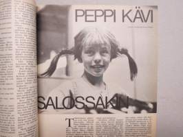 Me Naiset 1970 nr 10, 11.3.1970, Ponchokilpailu, Sylvi Kekkonen 70 v., Soppaa - soppaa, Lapsi nyt vai myöhemmin, Näyttelijä Riitta Selin, Peppi - Inger Nilsson, ym.