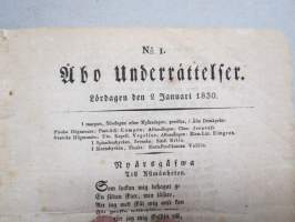 Åbo Underrättelser 1830 -inbunden årsgång / sidottu vuosikerta