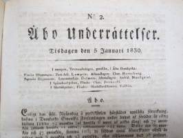Åbo Underrättelser 1830 -inbunden årsgång / sidottu vuosikerta