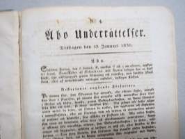 Åbo Underrättelser 1830 -inbunden årsgång / sidottu vuosikerta