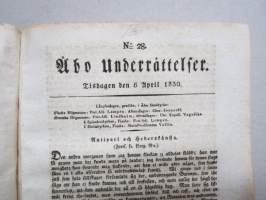 Åbo Underrättelser 1830 -inbunden årsgång / sidottu vuosikerta