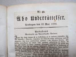 Åbo Underrättelser 1830 -inbunden årsgång / sidottu vuosikerta