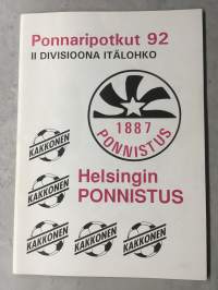 Helsingin Ponnistus - Ponnaripotkut -92 Kausijulkaisu II Divisioona itälohko