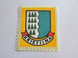 Kristiina (Kristiinankaupunki) -kangasmerkki / matkailumerkki / hihamerkki / badge -pohjaväri valkoinen
