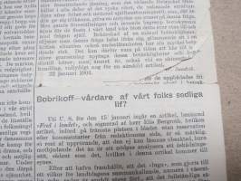 Den 7 Febr. 1904 -sortokauden aikainen Tukholmassa julkaistu lehtinen