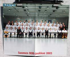 Juliste - Koululainen-lehden keskiaukeama: 2 eri julistetta samassa, kaksipuoleinen - jääkiekon SuomenMM-joukkue 2003, dalmatialainen