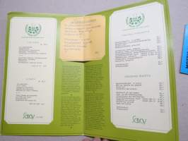 Ravintola Savoy -ruokalista toukokuu 1980, kansikuvitus Henrik Tikkanen