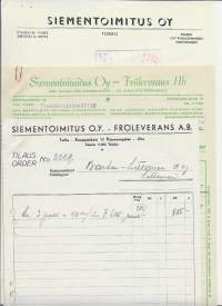 Siementoimitus Oy Turku 1950 l  firmalomake  3 eril