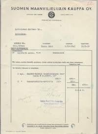 Suomen Maanviljelijäin Kauppa Tampere 1936 firmalomake