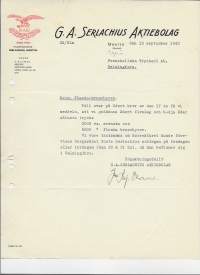 G A Serlachius Ab Mänttä 1940  firmalomake
