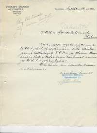 Savonlinnan-Säämingin Osuuskauppa rl 1920-21 firmalomake