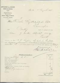 Starck &amp; Bähr Åbo Ångbåtskontor 1893-94  firmalomake