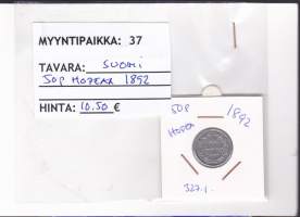 Kolikko Suomi 50 p hopea 1892