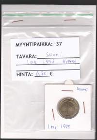 Kolikko Suomi 1 mk alpr. 1998