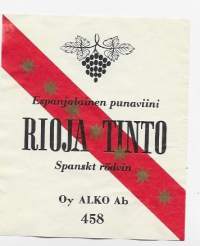 Rioja Tinto nr 458 - viinaetiketti