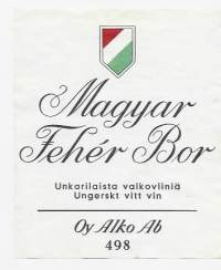 Magyar Feher Bor nr 498- viinaetiketti