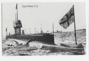 Sukellusvene Sous Marin  E 9 - laivakortti, laivapostikortti kulkematon