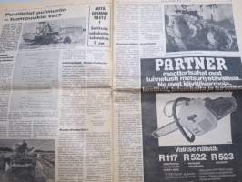 Koneviesti 1975 nr 1 - sis, mm. Seuraavat artikkelit,   Neliveto on valttia, Ostaisitko taskutietokoneen?, Avomaan vihannesviljely koneellistuu, ym.