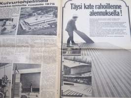Koneviesti 1975 nr 1 - sis, mm. Seuraavat artikkelit,   Neliveto on valttia, Ostaisitko taskutietokoneen?, Avomaan vihannesviljely koneellistuu, ym.