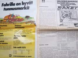 Koneviesti 1975 nr 3 - sis, mm. Seuraavat artikkelit,  Bigbalereita, brikettejä ja rullaajia, uusinta rehunkorjuu-tekniikkaa Amerikasta, Kustannuskriisi, ym.