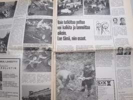 Koneviesti 1975 nr 16 - sis, mm. Seuraavat artikkelit, Maan parhaat kyntäjät -Topi ja Natikka, Tasavallan ensimmäinen traktori, jossa kuljettaja on kuningas, ym.