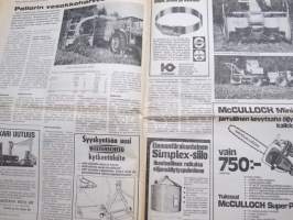 Koneviesti 1975 nr 16 - sis, mm. Seuraavat artikkelit, Maan parhaat kyntäjät -Topi ja Natikka, Tasavallan ensimmäinen traktori, jossa kuljettaja on kuningas, ym.