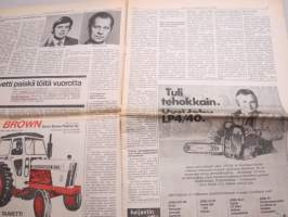 Koneviesti 1975 nr 21 - sis, mm. Seuraavat artikkelit,   Konehuollon hajasijoituksen edut, Turpeella on tulevaisuus, Muuttuuko maatalouskoneiden veroitus?, ym.