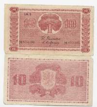 10 markkaa 1945 Litt B- seteli