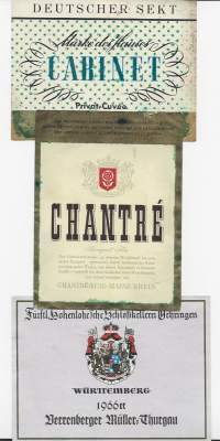 Vanhoja viinietikettejä Saksasta 3 kpl erä - viinaetiketti