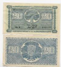 20 markkaa 1945 Litt A - seteli