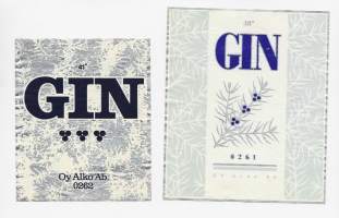 Gin etikettejä 2 kpl erä - viinaetiketti