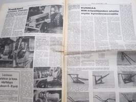 Koneviesti 1974 nr 16  - Puoliteloilla puintipellolla, Tehostettua neuvontaa - maatalouskylä, Rattivaihde traktorissa, Monitoimivaunu perunan kuljetuksessa, ym.