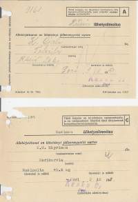 Rusinan ja riisin  lähetysilmoitus  .. Kesko Oy  Pori on lähettänyt jälleenmyyntiä varten  1947-51  2 kpl