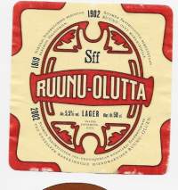 Ruunu olutta Suomen Panimoliitto 100 v 1902/Nikolai Sinebrychoff 1819  -  olutetiketti