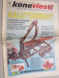 Koneviesti 1992 nr 19 - Moottorikelkka 93 - Super-muskelit vasta tulossa, Ski Doo Nordik 377 R - Kaksi-pyttyinen poromies-kelkka, Yamaha Viking 540 II, ym.