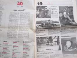 Koneviesti 1992 nr 19 - Moottorikelkka 93 - Super-muskelit vasta tulossa, Ski Doo Nordik 377 R - Kaksi-pyttyinen poromies-kelkka, Yamaha Viking 540 II, ym.