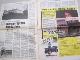 Koneviesti 1991 nr 13 - Siinä on out sekä in - Se on ihmevekotin, Traktoreiden ohjehinnoittelussa edelleenkin eroja, Konekauppa lamassa, Kaksoisaurat puntarissa, ym.