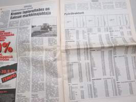 Koneviesti 1991 nr 13 - Siinä on out sekä in - Se on ihmevekotin, Traktoreiden ohjehinnoittelussa edelleenkin eroja, Konekauppa lamassa, Kaksoisaurat puntarissa, ym.