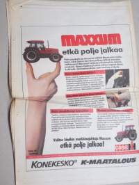 Koneviesti 1991 nr 13 - Siinä on out sekä in - Se on ihmevekotin, Traktoreiden ohjehinnoittelussa edelleenkin eroja, Konekauppa lamassa, Kaksoisaurat puntarissa, ym.