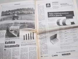 Koneviesti 1991 nr 16 - Monipuolinen lisävaruste, Westem - Tukeva takakauha, Kalkkia kesannolle, Heinänkuivuri elementeistä, Perävaunukuivuri perunalle, ym.