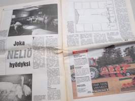 Koneviesti 1991 nr 16 - Monipuolinen lisävaruste, Westem - Tukeva takakauha, Kalkkia kesannolle, Heinänkuivuri elementeistä, Perävaunukuivuri perunalle, ym.