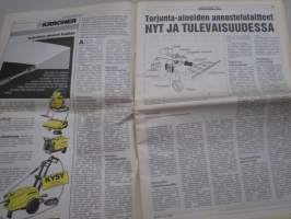 Koneviesti 1990 nr 8 - Torjunta-aineiden annostelulaitteet nyt ja tulevaisuudessa, Konekentän laidalta - Kasvinsuojeluaineiden käyttö puoleen, Kone killeri, ym.