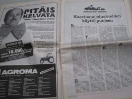 Koneviesti 1990 nr 8 - Torjunta-aineiden annostelulaitteet nyt ja tulevaisuudessa, Konekentän laidalta - Kasvinsuojeluaineiden käyttö puoleen, Kone killeri, ym.