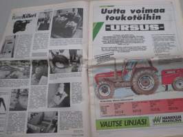 Koneviesti 1990 nr 8 - Torjunta-aineiden annostelulaitteet nyt ja tulevaisuudessa, Konekentän laidalta - Kasvinsuojeluaineiden käyttö puoleen, Kone killeri, ym.