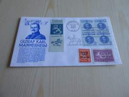 Mannerheim ensipäiväkuori, FDC, USA. Jossa on myös suomen 1943 kenttäpostimerkkejä. Hieno esim. lahjaksi. Myös paljon muita Mannerheim-kohteita myynnissä.