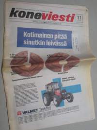 Koneviesti 1990 nr 11 - Magnum ja Maxxum - Voimakaksikko, Konekentän laidalta - Päivän sana; Ympärstönsuojelu, Markkinoiden sadetuslaitteistot, ym.