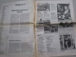 Koneviesti 1990 nr 15 - Spectra-Physics Laserplane - Laserin tarkkaa työtä tiekarhulla, Hankkija-Maatalous ja Massey-Ferguson - Talous liukuu hallintaan, ym.