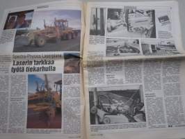 Koneviesti 1990 nr 15 - Spectra-Physics Laserplane - Laserin tarkkaa työtä tiekarhulla, Hankkija-Maatalous ja Massey-Ferguson - Talous liukuu hallintaan, ym.